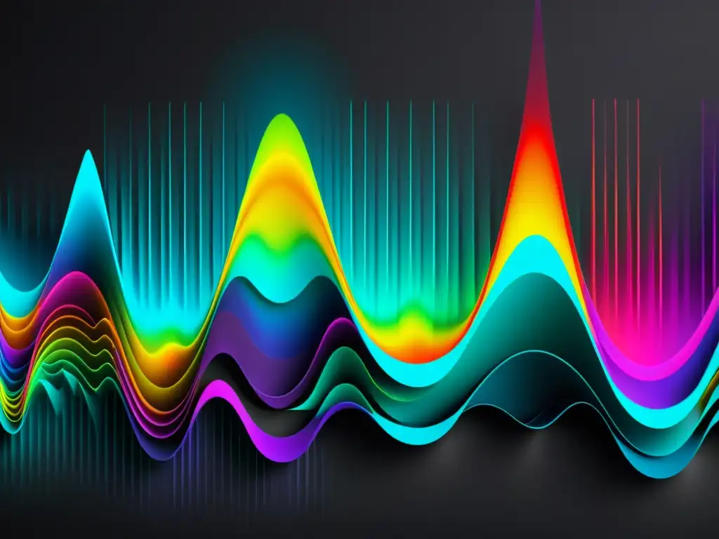 Un análisis detallado de frecuencias musicales en una vibrante imagen de ondas sonoras en alta definición