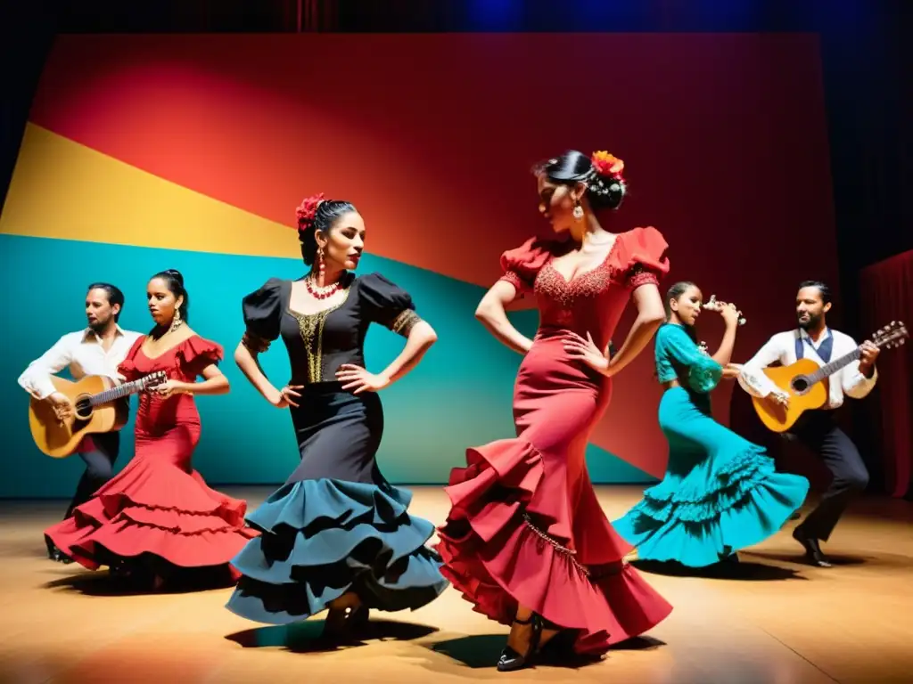 Apasionada actuación de flamenco: música gitana, colores vibrantes y expresión emocional capturan la esencia de América Latina