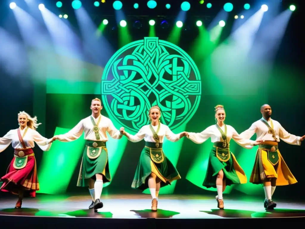 Apasionante actuación en el Festival de la Canción de Eisteddfod con músicos y bailarines celtas en un escenario vibrante