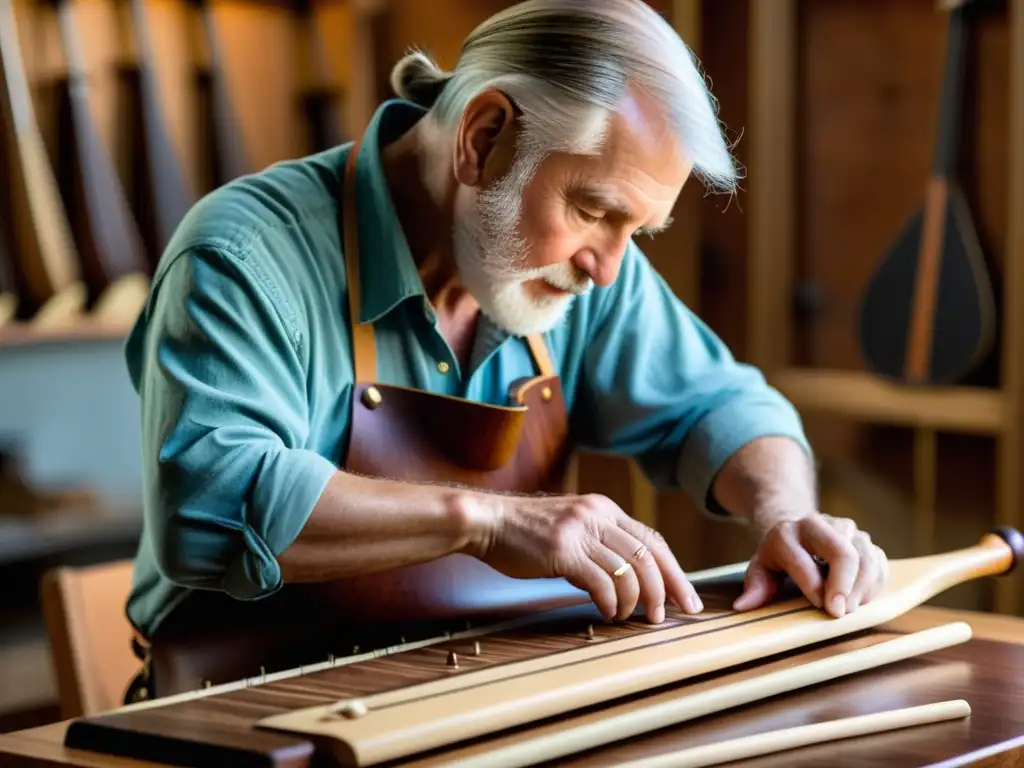 Un artesano apasionado talla un dulcémele apalache, resaltando la historia y la construcción tradicional del instrumento