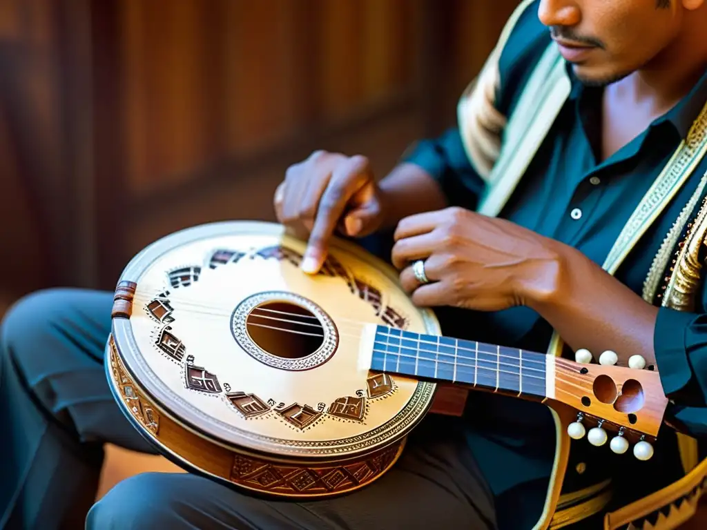 Un artesano moldea con destreza un charango boliviano, resaltando su legado cultural y artesanía detallada