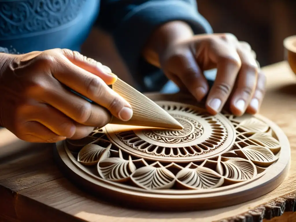 Un artesano restaura con destreza un instrumento musical popular, resaltando su rica madera