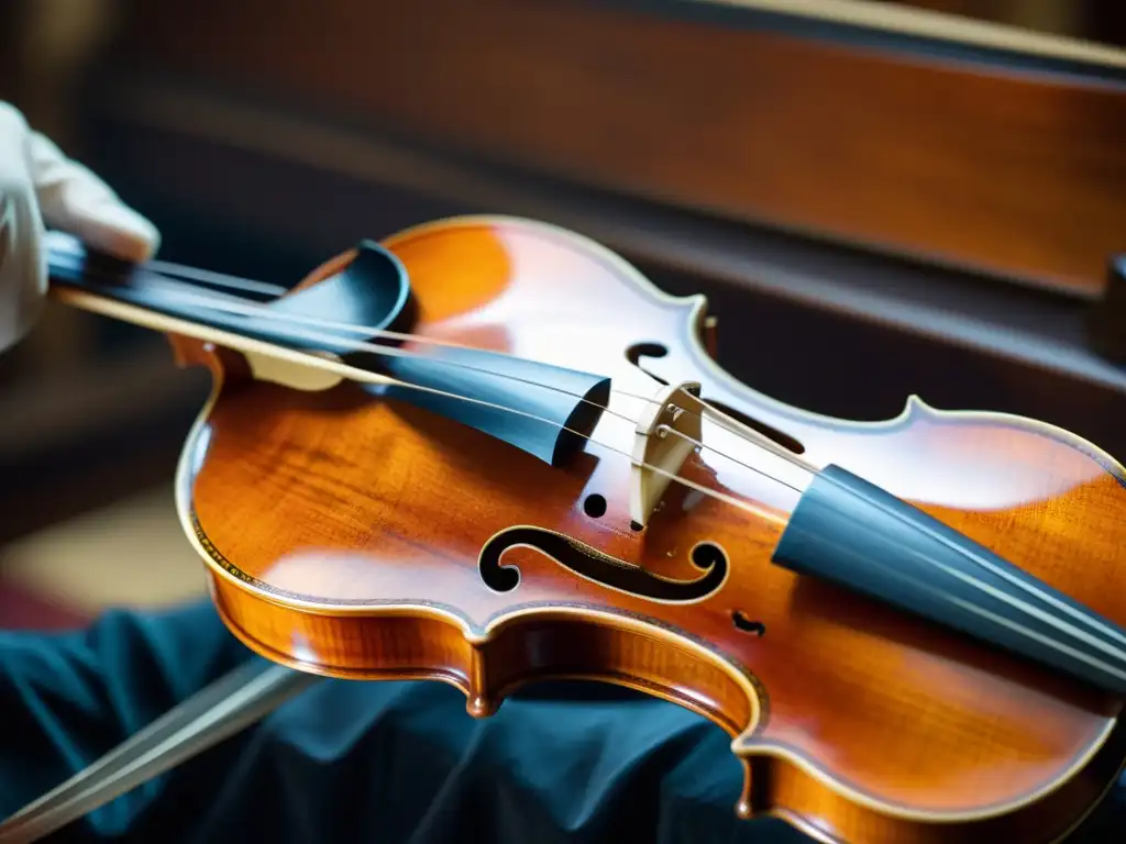 Un artesano restaura con esmero un violín centenario, mostrando la dedicación de grandes restauradores de instrumentos musicales