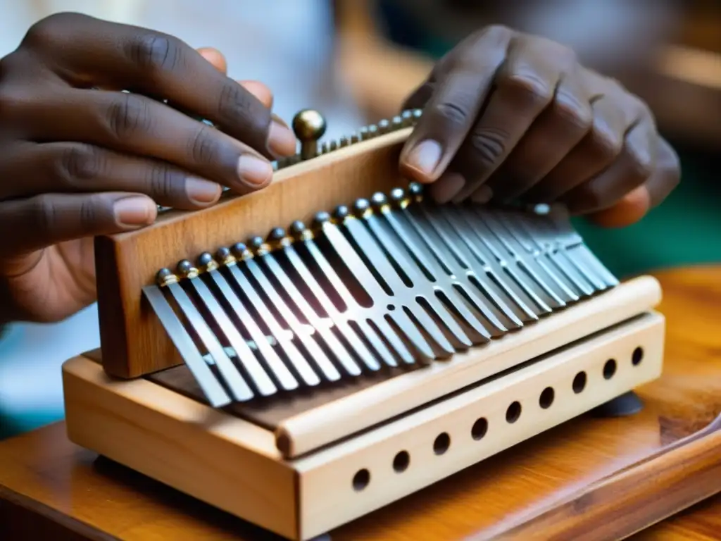 Artesano experto construyendo una kalimba africana tradicional: historia, construcción y sonido