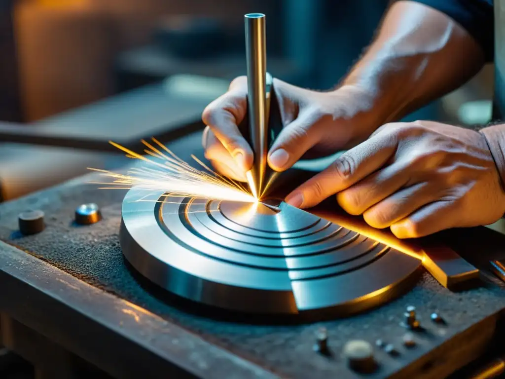 Un artesano experto moldea aleaciones modernas para instrumentos de viento, fusionando tradición e innovación