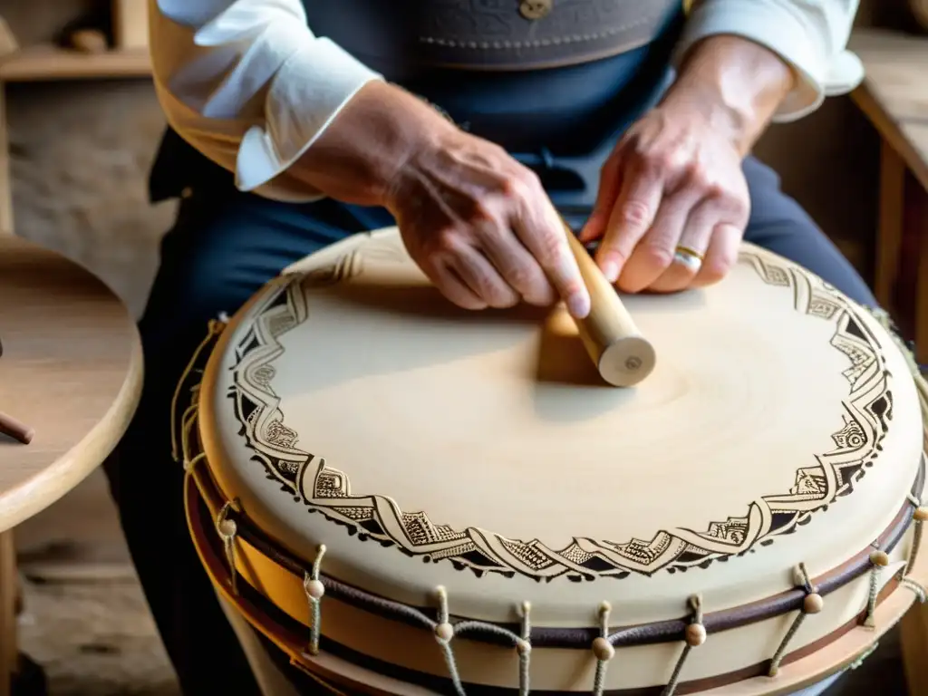 Un artesano experto elabora un Bodhrán irlandés, mostrando la historia, la construcción y el sonido de este instrumento icónico