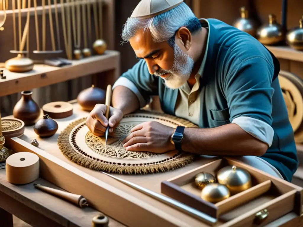 Un artesano experto construye con dedicación un Santur Persa, destacando la historia, la construcción y el sonido de este instrumento sagrado