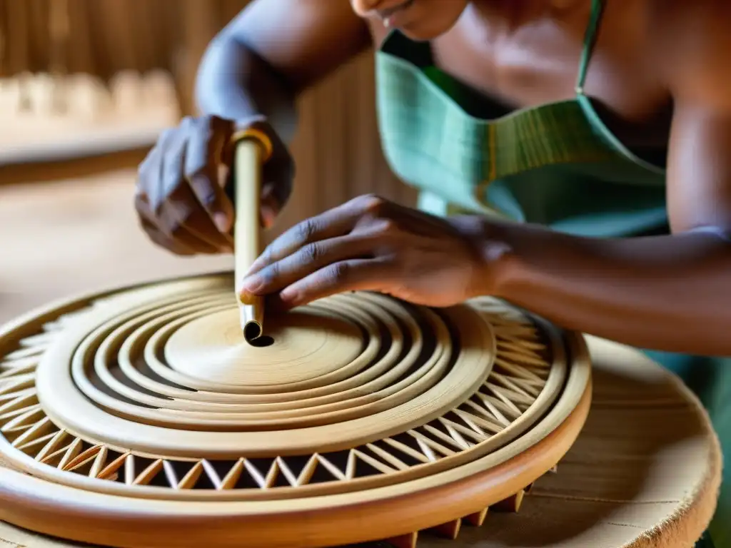 Un artesano experto elabora con destreza un instrumento tradicional Valiha en Madagascar, inmerso en la riqueza cultural de la música malgache