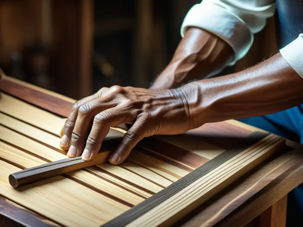 Un artesano experto crea con esmero un hermoso cuatro puertorriqueño, resaltando la historia y sonido del instrumento