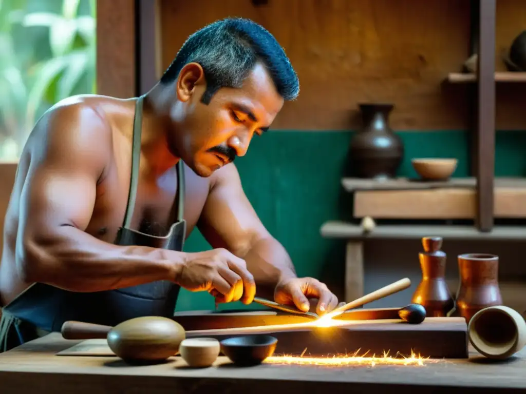 Un artesano experto da forma al cuerpo de un cuatro venezolano, resaltando la importancia del instrumento en la música tradicional