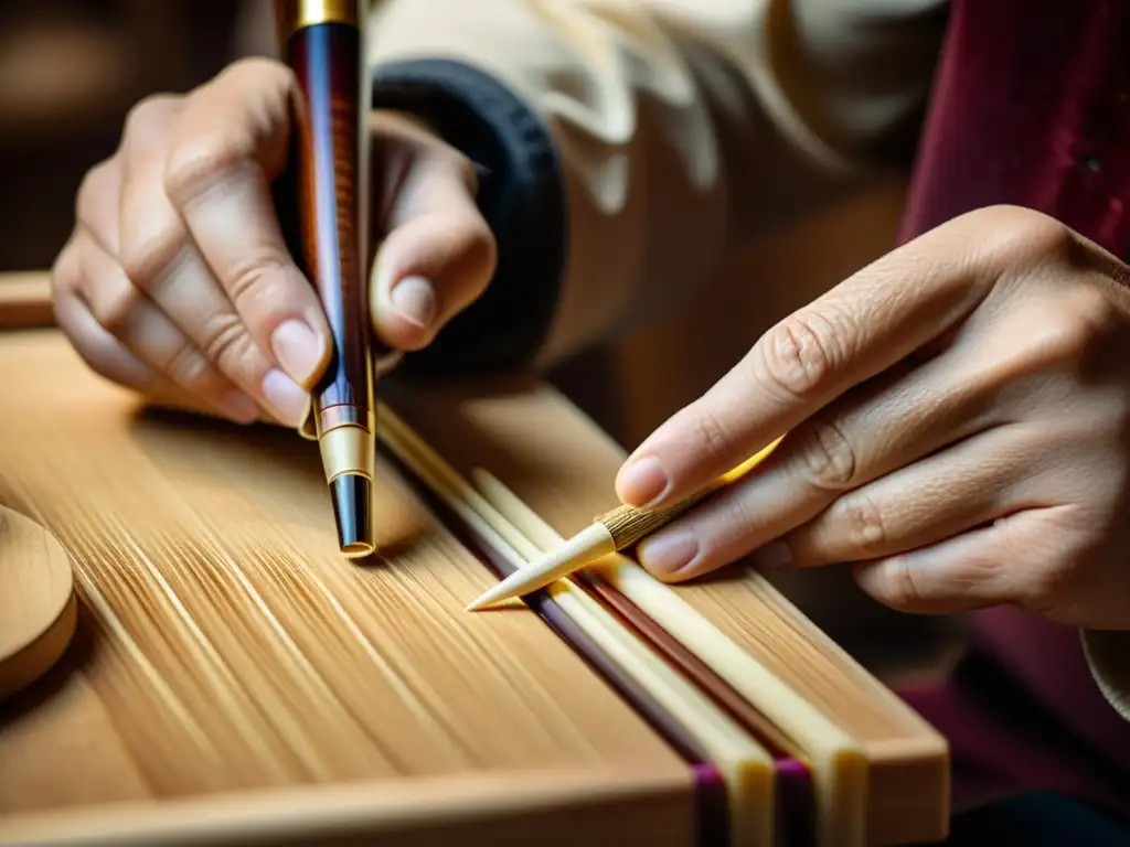 Un artesano experto crea cuidadosamente una lengüeta de fagot, mostrando la autenticidad y destreza en el origen y características del fagot