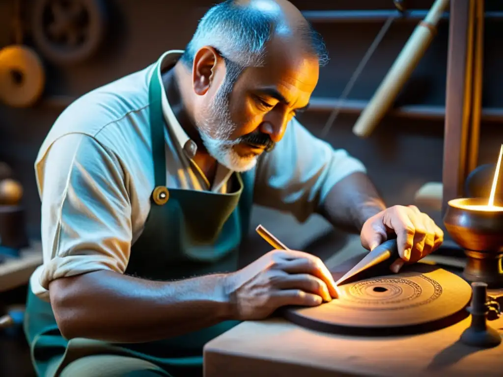 Un artesano experto resucitando el sonido del serpete, meticuloso y dedicado en su taller tradicional