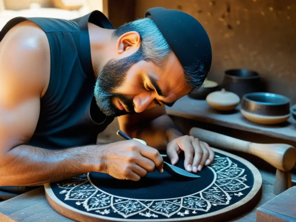 Un artesano experto talla diseños en un tar iraní, mostrando la historia y construcción de este instrumento tradicional