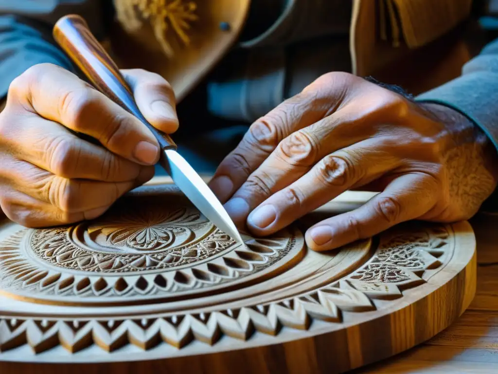 Un artesano experto talla con precisión la madera en la tradicional tanbur kurda, destacando la historia y la artesanía