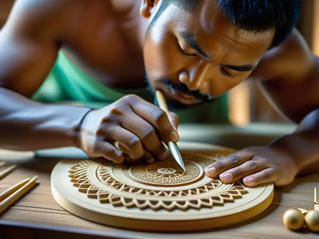 Un artesano experto ensambla con precisión y dedicación un dan bau tradicional vietnamita, destacando la historia y sonido del instrumento