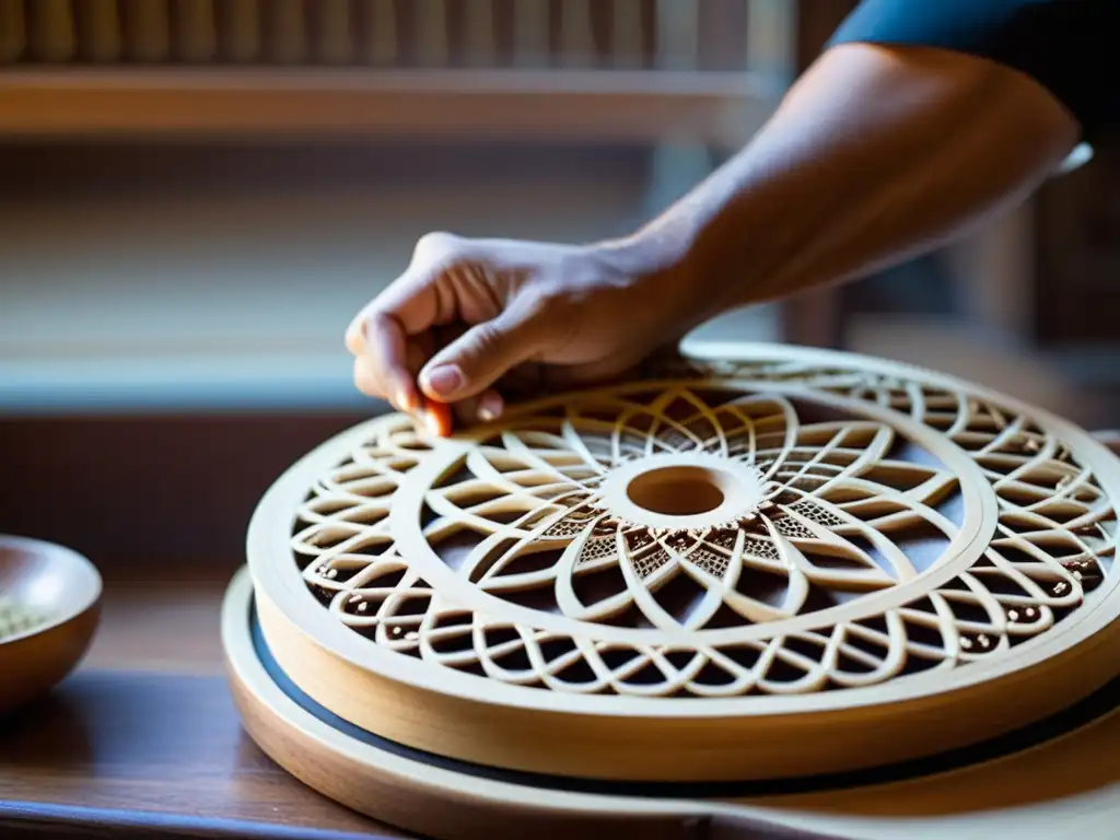 Un artesano experto da vida a la resonancia de la Santur Persa, entre sombras y luz natural en su taller