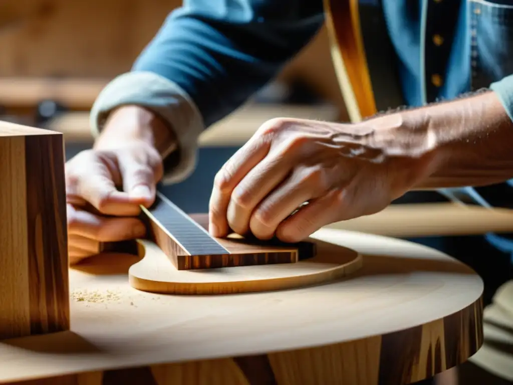 Un artesano crea una guitarra con madera sostenible