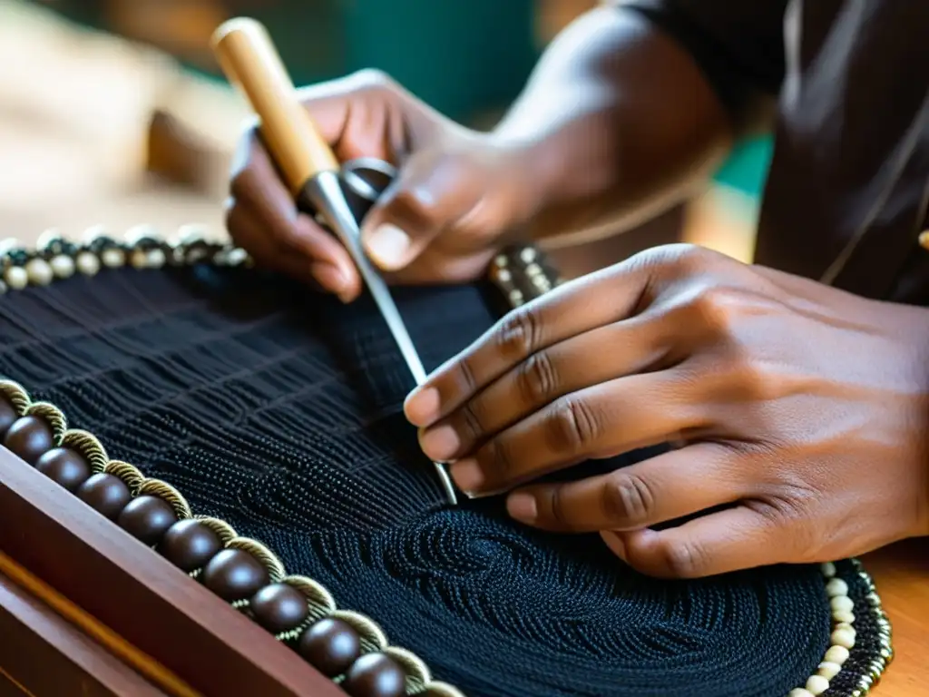 Un artesano habilidoso fabrica un chocalho, con detalles meticulosos en la colocación de los cascabeles