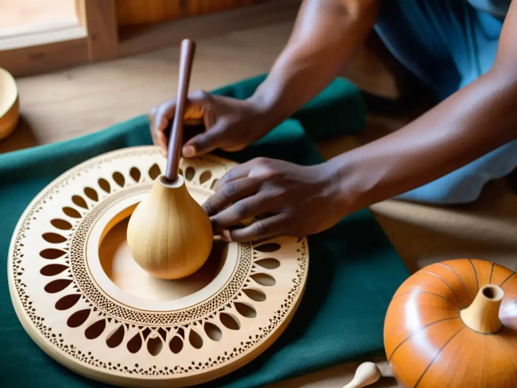 Un artesano habilidoso crea un Gyil, resaltando los detalles y la conexión espiritual de esta marimba Lobi