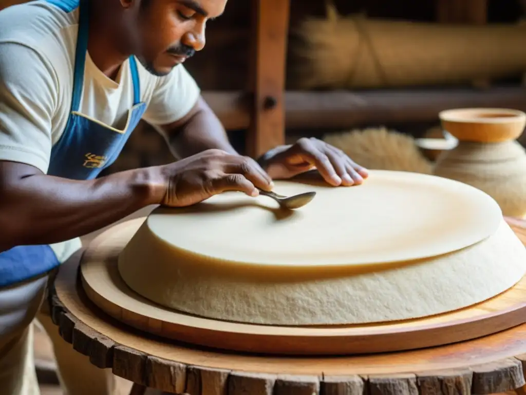 Un artesano habilidoso construye meticulosamente un pandeiro brasileño, resaltando la historia y el sonido de este instrumento tradicional