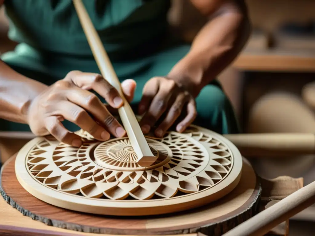 Artesano crea instrumentos musicales eco-friendly con precisión y tradición en madera sostenible