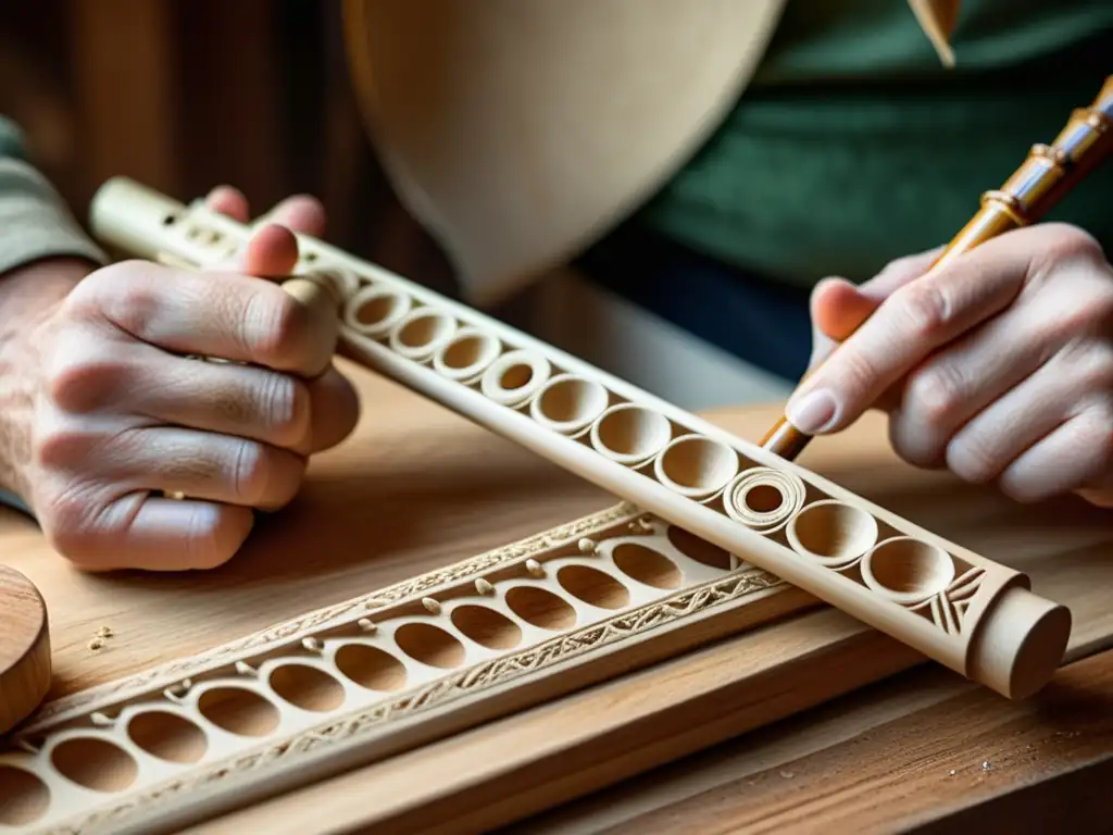 Un artesano irlandés talla con destreza una flauta tradicional, mostrando la rica historia de la flauta traversa en Irlanda