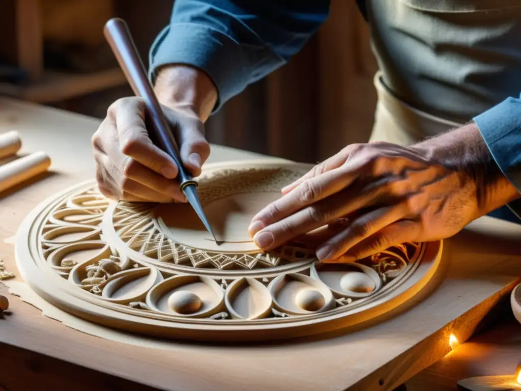 Un artesano italiano talla con cuidado un Fagotino en su taller, destacando la importancia del Fagotino en Italia