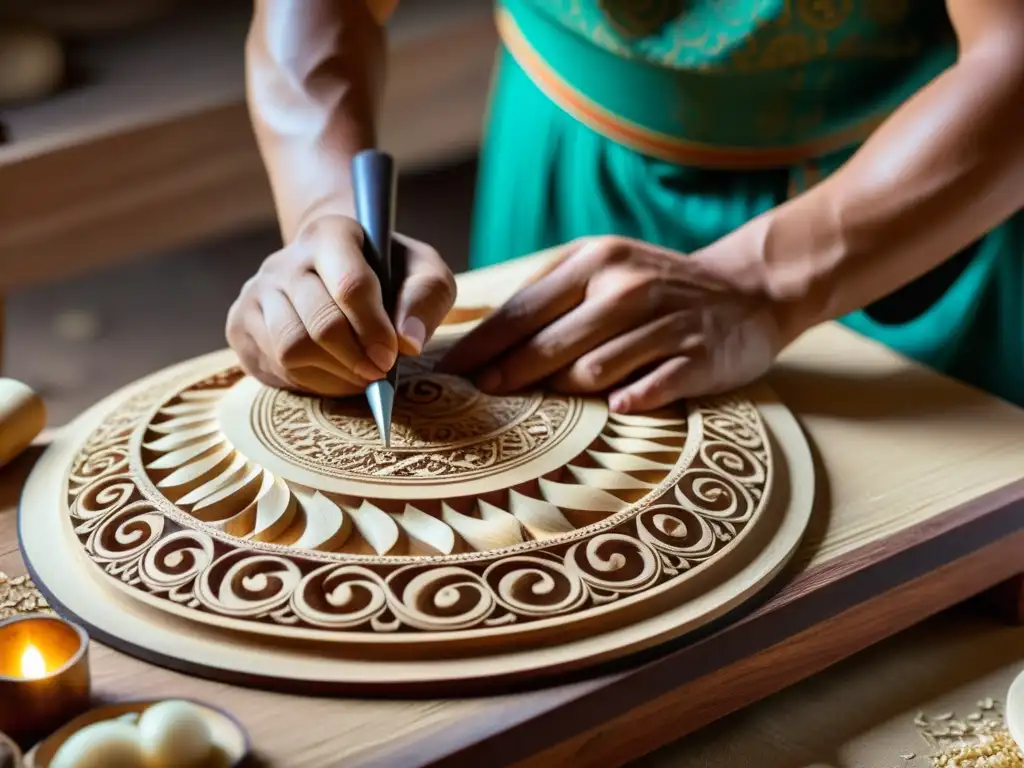 Un artesano kazajo talla con destreza una Dombra, resaltando la tradición, historia y sonido de este instrumento central asiático