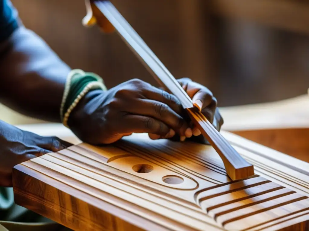 Un artesano mozambiqueño talla con destreza una Kisiriri, comunicando la rica historia y construcción de este fiddle