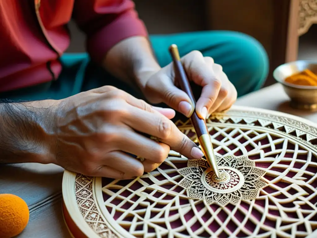 Un artesano persa talla con destreza diseños en madera para construir un Santur, destacando la historia y sonido del instrumento