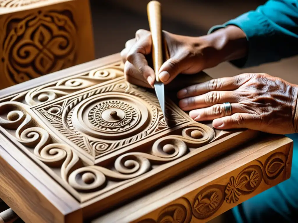 Un artesano peruano talla con maestría un cajón peruano, reflejando la historia y construcción del instrumento