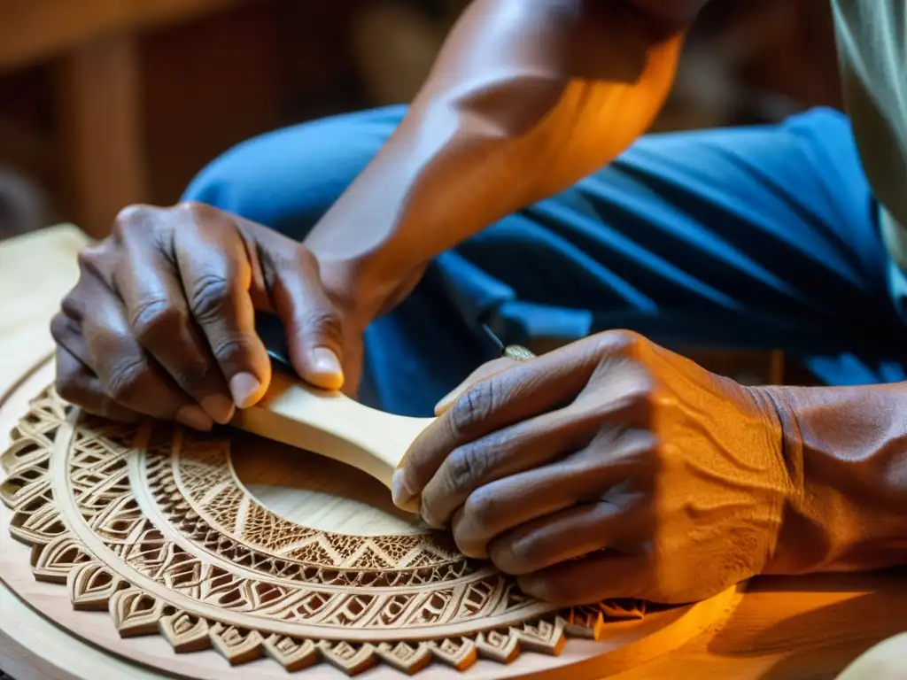 Un artesano puertorriqueño esculpe con precisión una bordonua, revelando la historia y construcción de la tradicional instrumento