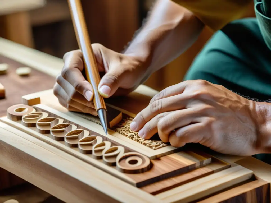 Un artesano talla madera para crear un instrumento musical sostenible, mostrando destreza y pasión