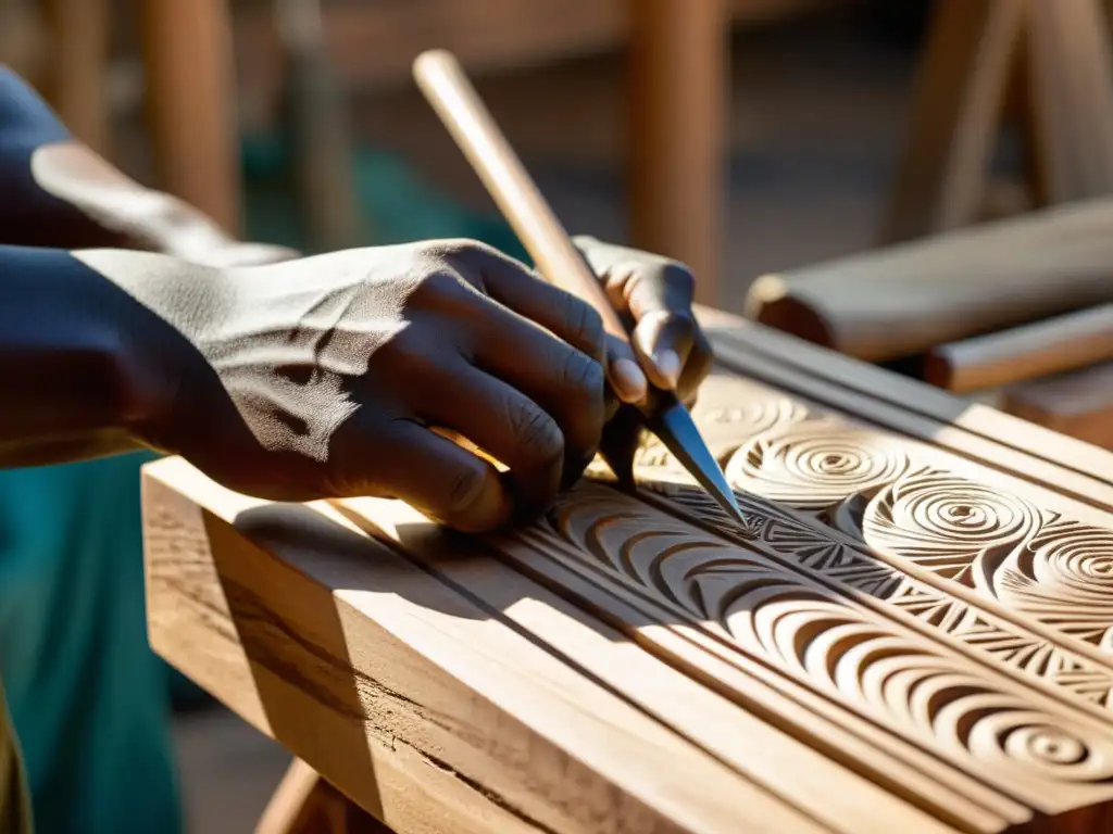 Un artesano talla una marimba africana, infundiendo alma y destreza en la madera