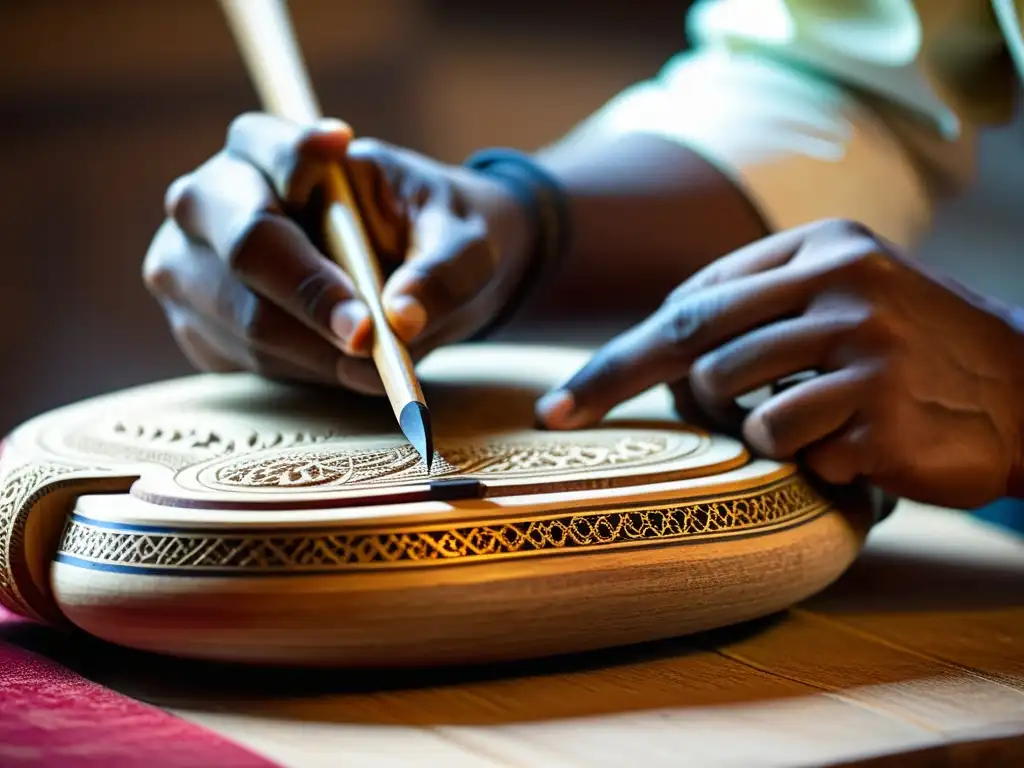 Un artesano talla con precisión el sarangi indio, mostrando la historia y construcción del instrumento con maestría y detalle