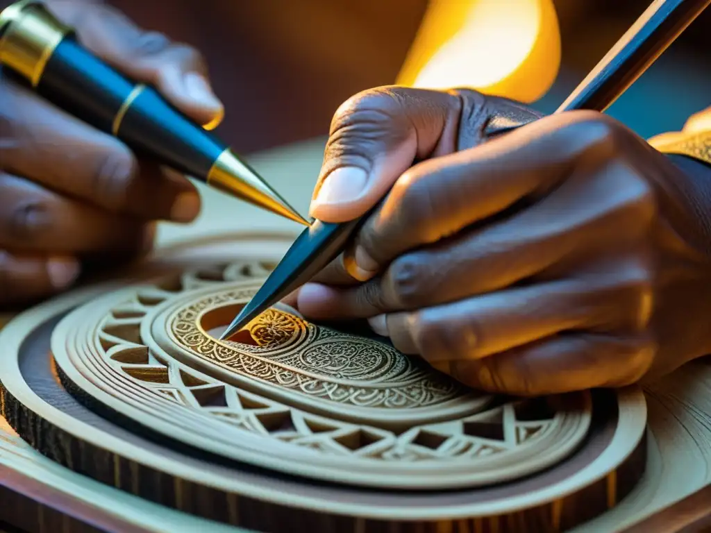 Un artesano talla con maestría el timple canario, capturando la esencia de su historia y sonido en un detallado trabajo manual