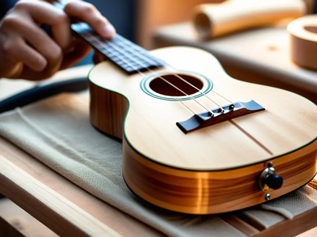 Un artesano crea un ukelele sostenible, destacando el impacto ecológico y la artesanía en madera