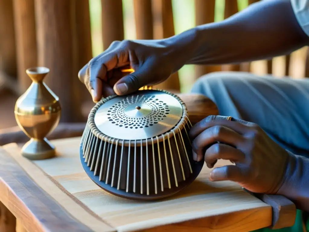 Artesano zimbabuense creando un Mbira tradicional con técnicas centenarias