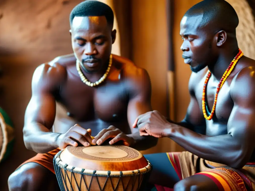 Artesanos africanos tallan Djembe con destreza, destacando historia y significado cultural de los Djembes africanos: historia y significado