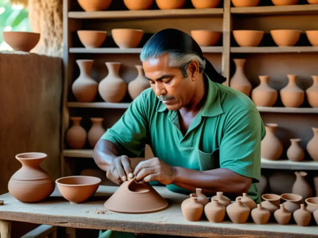 Artesanos brasileños moldeando arcilla para instrumentos de botijão, reflejando la resonancia cerámica en la música brasileña