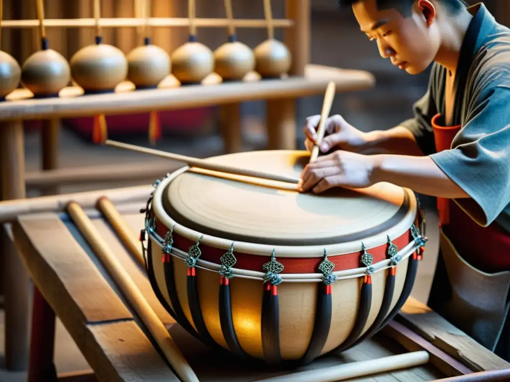 Artesanos chinos crean meticulosamente tambores ceremoniales antiguos en un taller tradicional