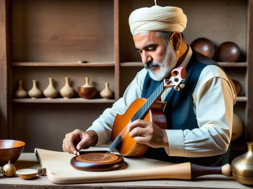 Artesanos turcos preservando el legado ancestral del Saz con técnicas tradicionales y dedicación