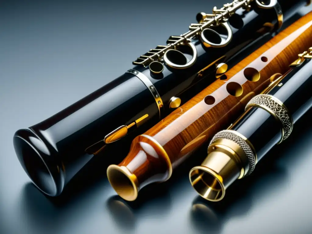 Dos clarinetes, uno tradicional de madera y otro moderno de plástico, muestran el impacto del plástico en instrumentos de viento