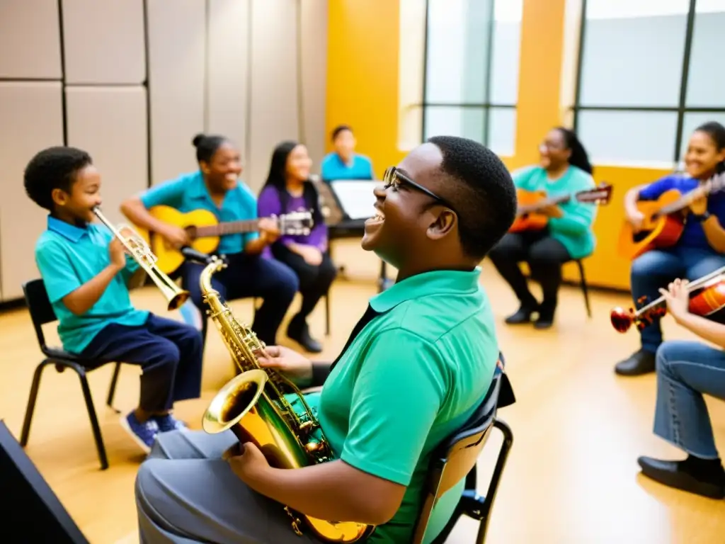 Clase de música inclusiva con adaptación de instrumentos musicales para discapacidades