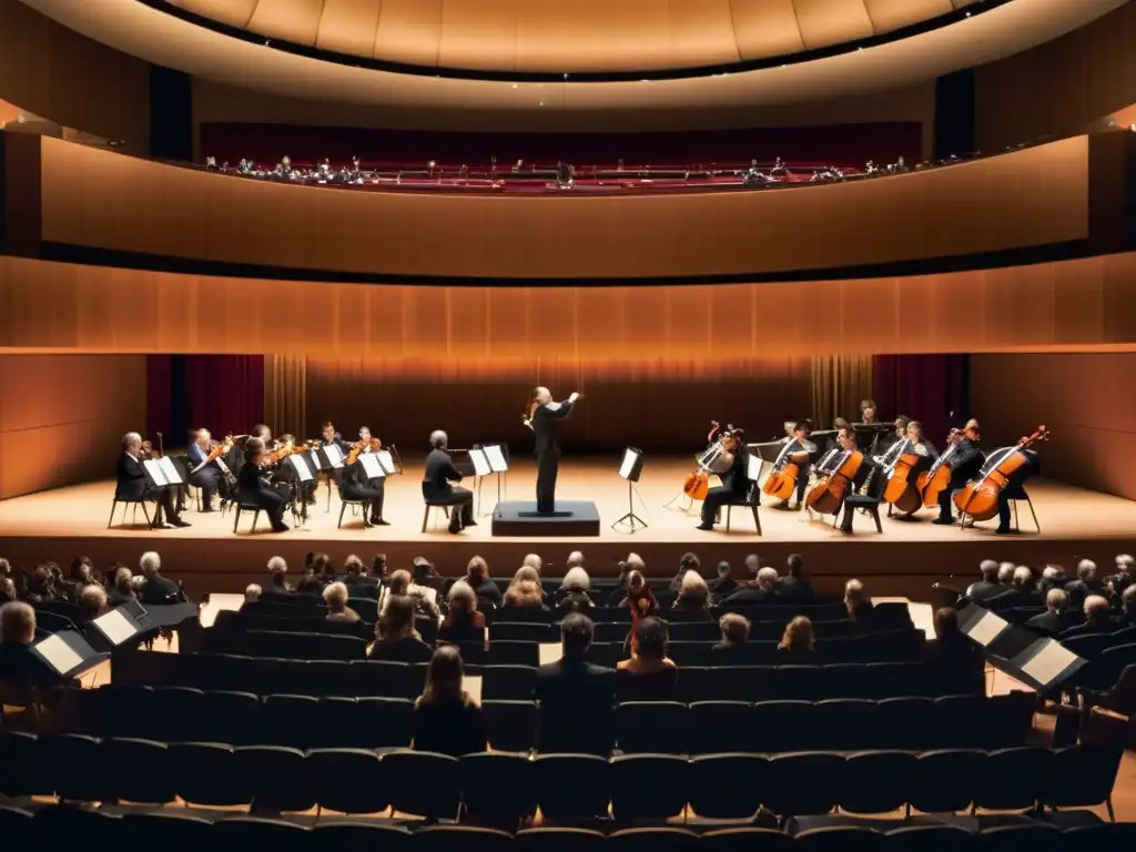 Competencia de violín en majestuoso auditorio, jueces y concursantes concentrados