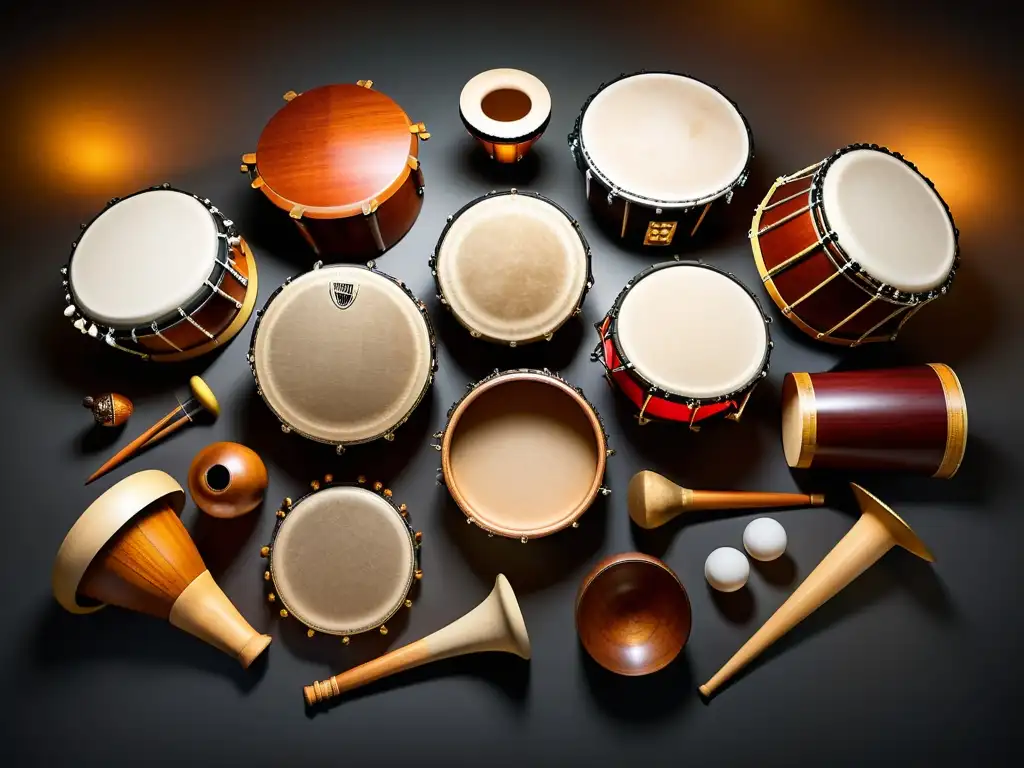 Un despliegue cautivador de instrumentos de percusión de todo el mundo, destacando las innovaciones en percusión del siglo XX