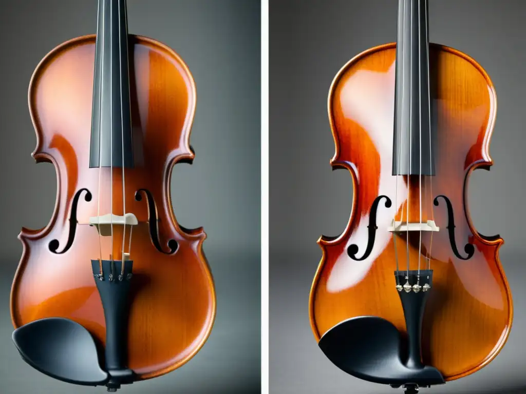 Comparación detallada de violín barroco y moderno resaltando diferencias en diseño, materiales y evolución histórica