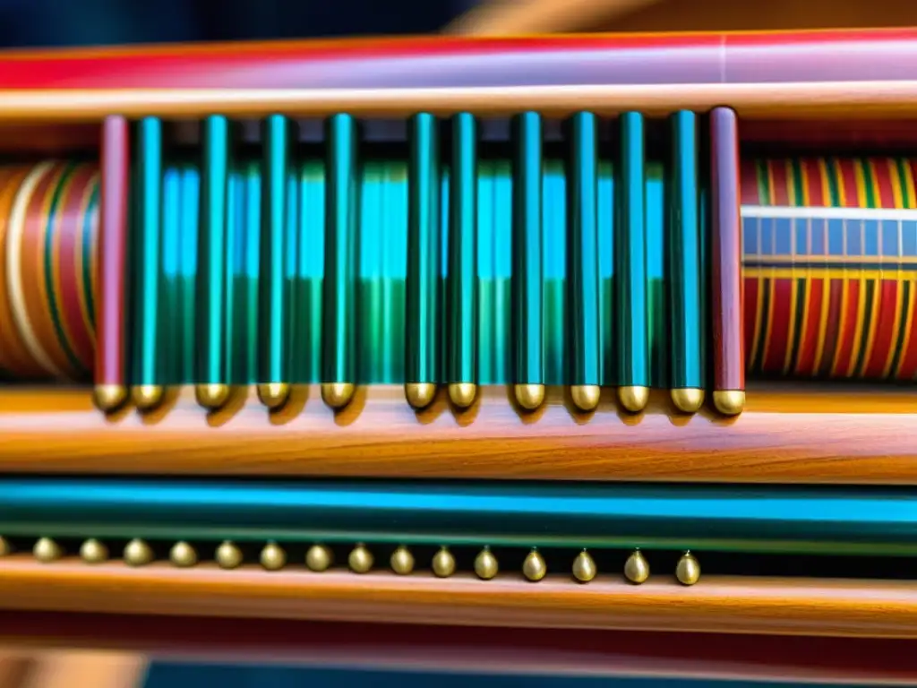 Una fotografía detallada de una flauta panflauta peruana artesanal, resaltando la conservación de instrumentos musicales étnicos