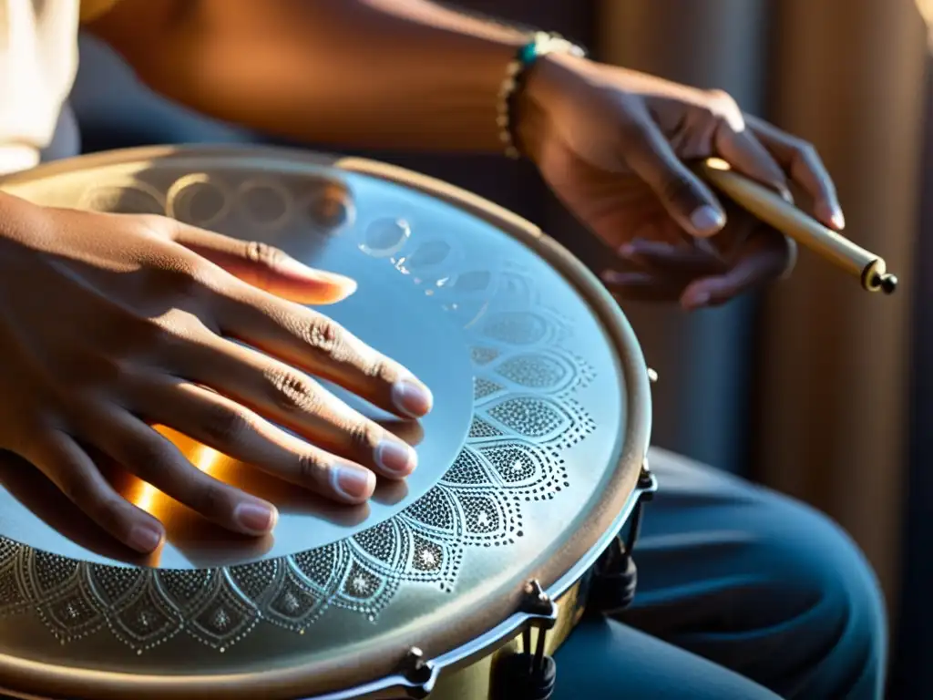 Detalle del hang drum con artesanía y destreza en la evolución del hang percusión melódica