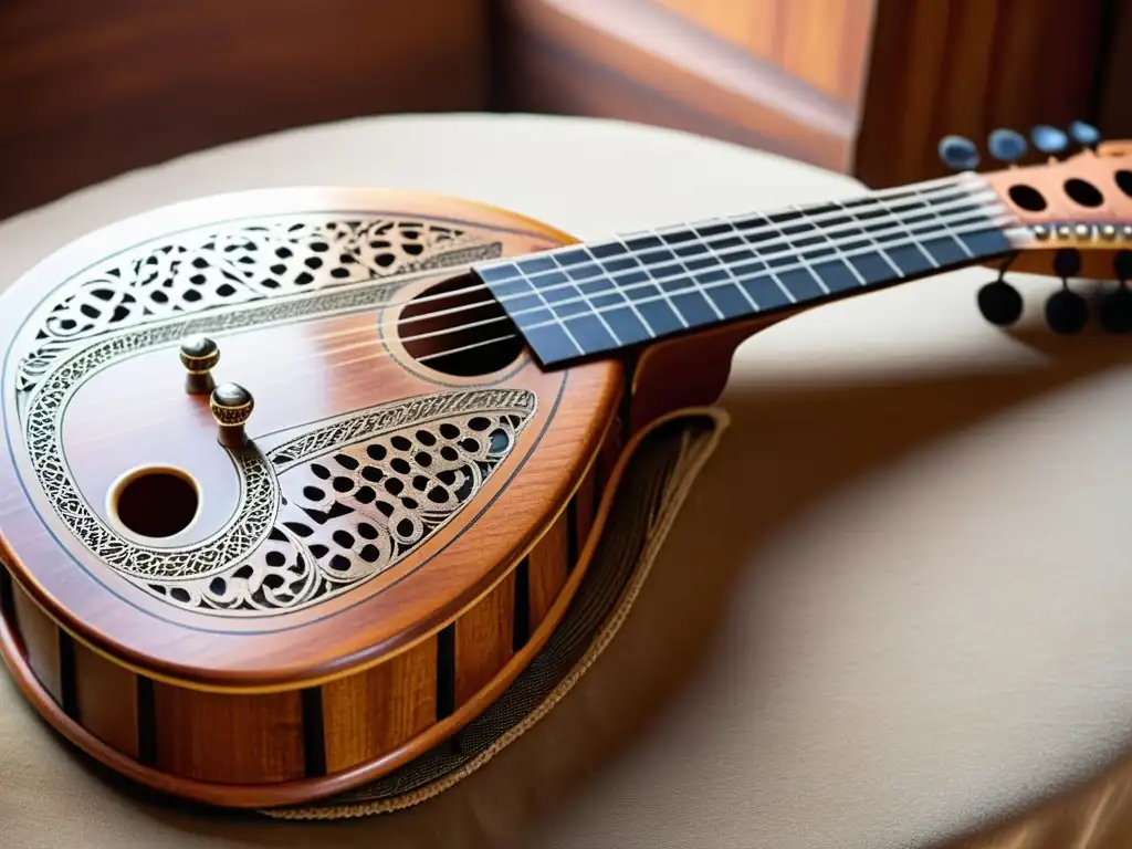 Detalle de una Nyckelharpa etíope, resaltando su artesanía y rica historia musical